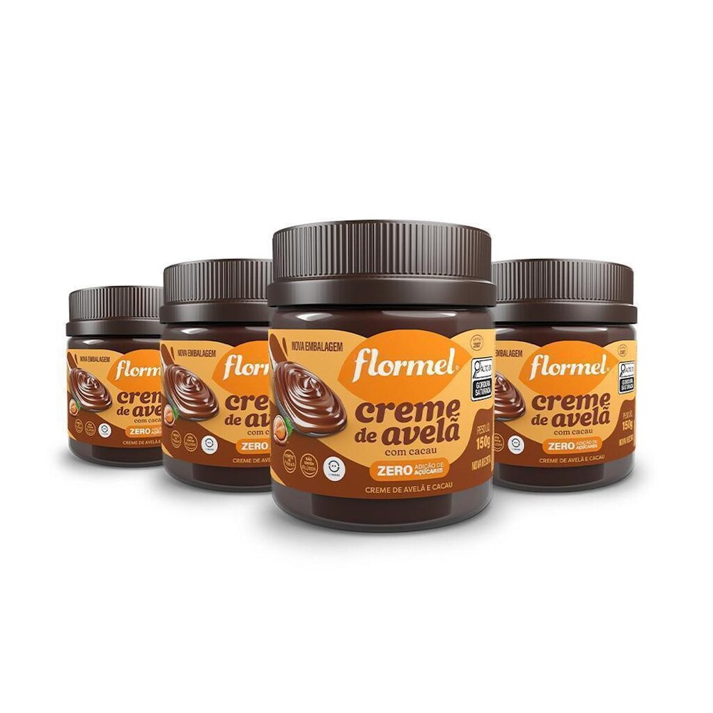 Kit Creme De Avela c/ Cacau Flormel Zero Açúcar 150G c/ 4 Unidades