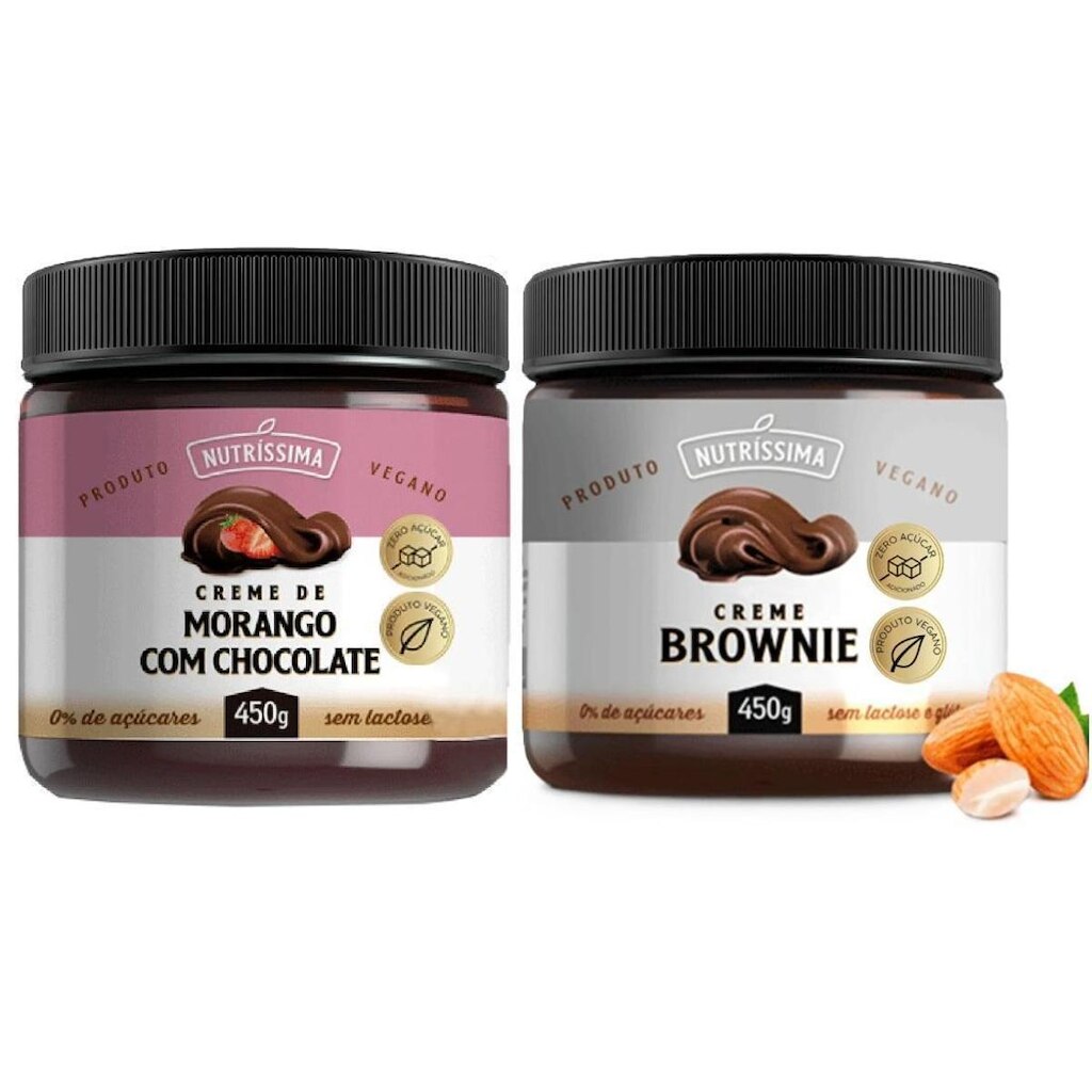 Kit Creme Morango com Chocolate + Creme Brownie - Nutríssima 450g