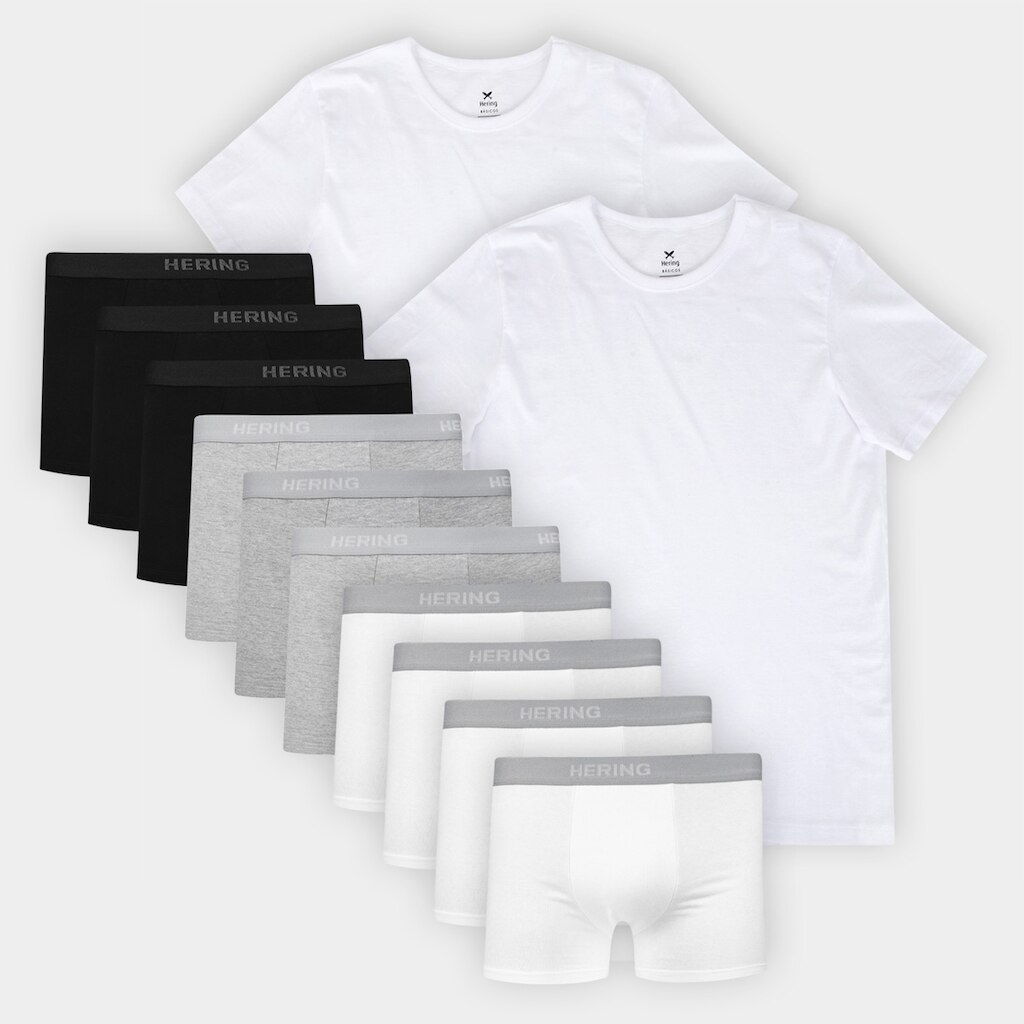 Kit Cueca Boxer C/10 + Camisetas Hering Slim Básicas C/2 Peças Masculino