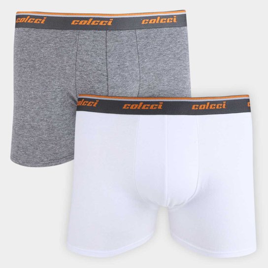 Kit Cueca Boxer Colcci Cotton 2 Peças - Cinza+Branco Menor preço em Kit Cueca Boxer Colcci Cotton 2 Peças - Cinza+Branco