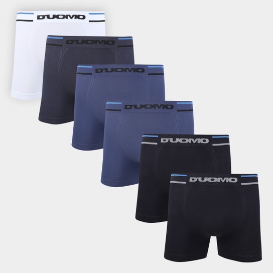 Kit Cueca Boxer Duomo Microfibra Sem Costura 6 Peças - Azul+Preto Menor preço em Kit Cueca Boxer Duomo Microfibra Sem Costura 6 Peças - Azul+Preto