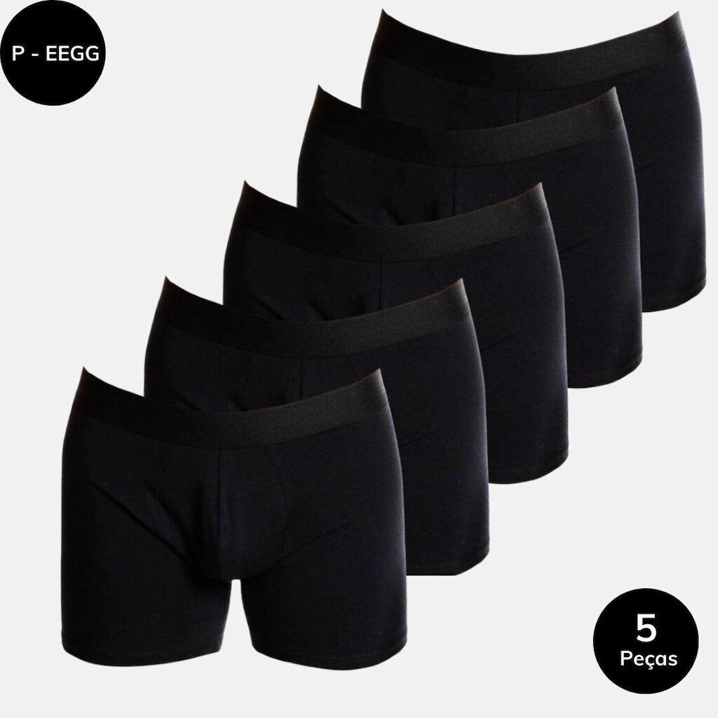 Kit Cueca Boxer Hammer Premium Preta 5 Peças