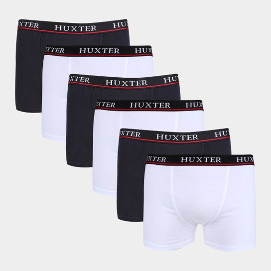 Kit Cueca Boxer Huxter 6 Peças - Branco Menor preço em Kit Cueca Boxer Huxter 6 Peças - Branco