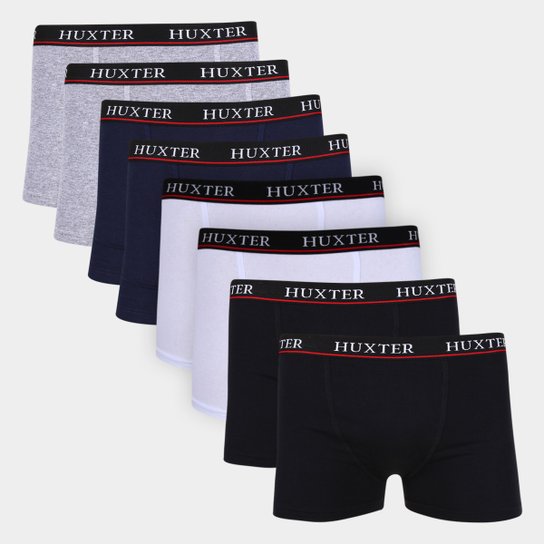 Kit Cueca Boxer Huxter 8 Peças - Marinho+Cinza Menor preço em Kit Cueca Boxer Huxter 8 Peças - Marinho+Cinza