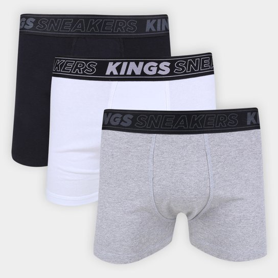 Kit Cueca Boxer King C/ 3 Peças - Preto+Branco Menor preço em Kit Cueca Boxer King C/ 3 Peças - Preto+Branco