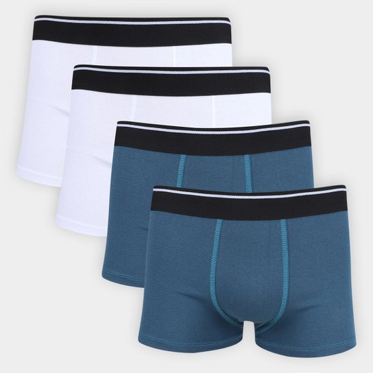 Kit Cueca Boxer La Math's C/ 4 Peças Masculina - Marinho+Branco Menor preço em Kit Cueca Boxer La Math's C/ 4 Peças Masculina - Marinho+Branco