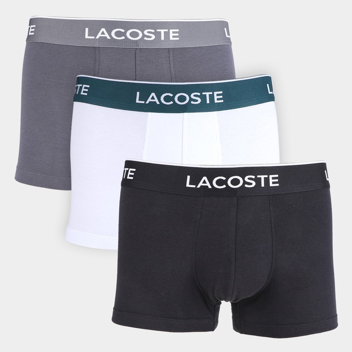 Kit Cueca Boxer Lacoste C/ 3 Peças Menor preço em Kit Cueca Boxer Lacoste C/ 3 Peças