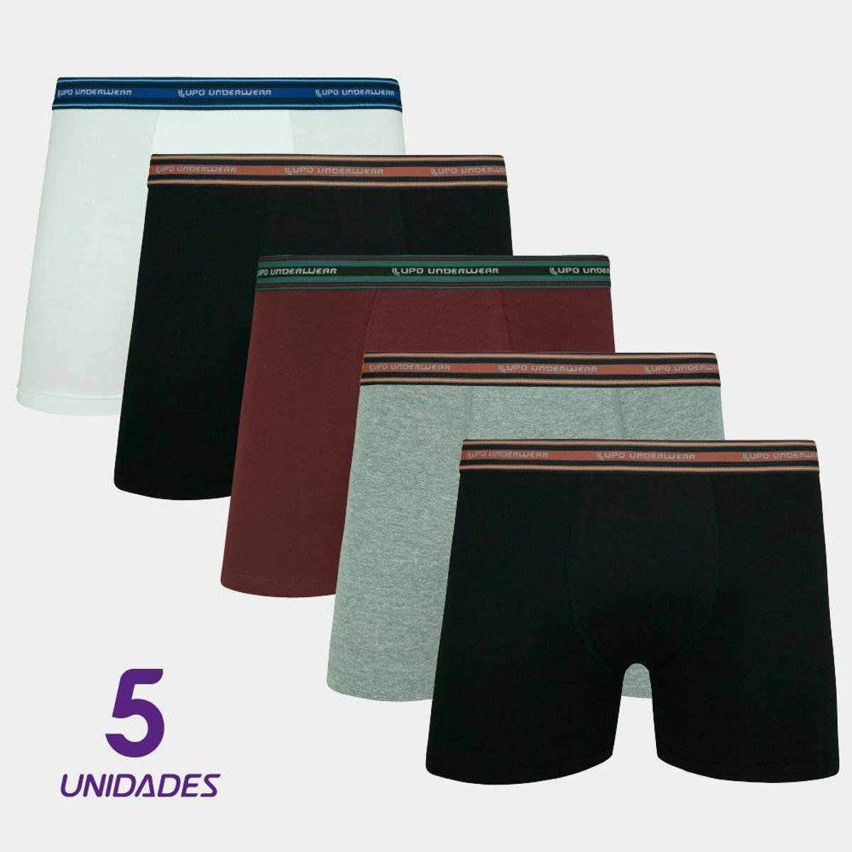 Kit Cueca Boxer Lupo Algodão Com Elastano 5 Peças Menor preço em Kit Cueca Boxer Lupo Algodão Com Elastano 5 Peças