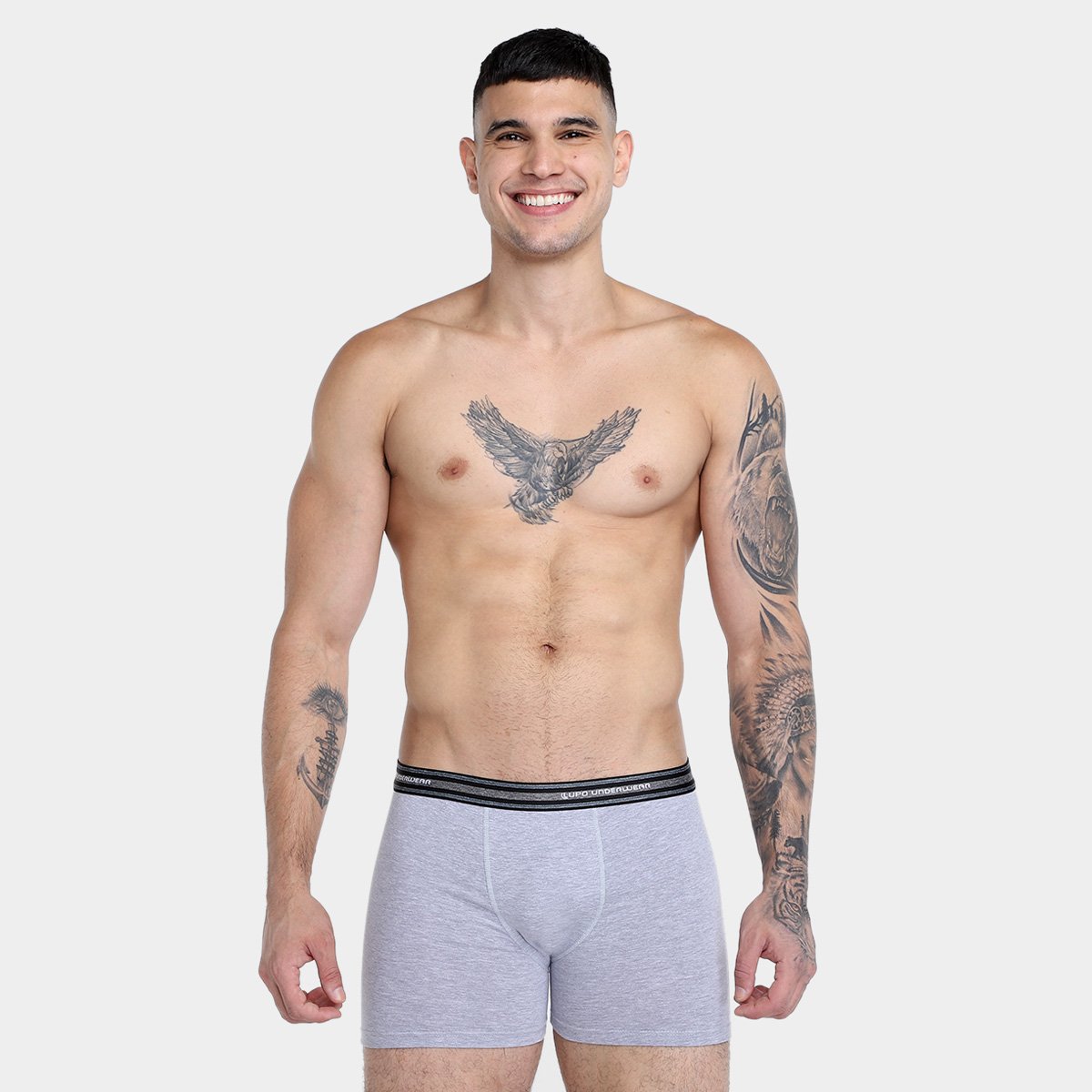 Kit Cueca Boxer Lupo Com Elástano 2 Peças