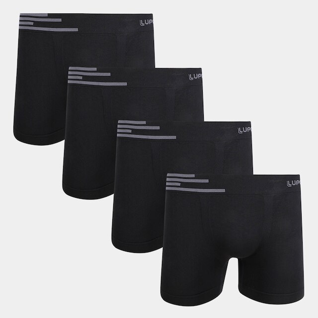 Kit Cueca Boxer Lupo Microfibra Sem Costura 4 Peças - Preto+Cinza Menor preço em Kit Cueca Boxer Lupo Microfibra Sem Costura 4 Peças - Preto+Cinza