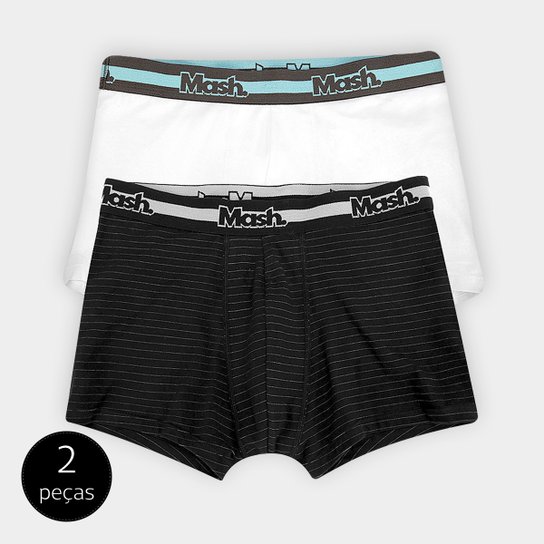 Kit Cueca Boxer Mash c/ 02 Peças - Preto+Branco Menor preço em Kit Cueca Boxer Mash c/ 02 Peças - Preto+Branco