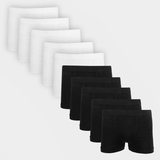Kit Cueca Boxer Trifil Microfibra 10 Peças - Branco+Preto Menor preço em Kit Cueca Boxer Trifil Microfibra 10 Peças - Branco+Preto