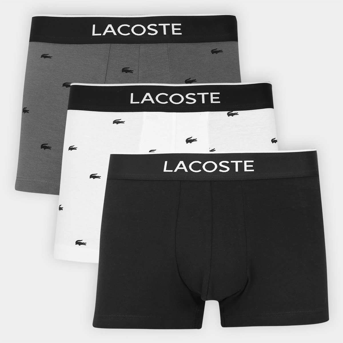 Kit Cueca Boxer Trunk Lacoste 3 Peças Menor preço em Kit Cueca Boxer Trunk Lacoste 3 Peças