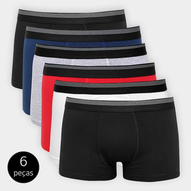 Kit Cueca Boxer UNW Elástico Listras 6 Peças - Branco+Vermelho é boa?