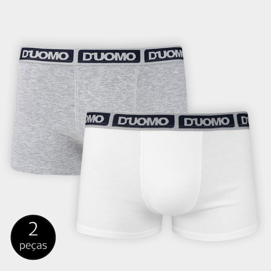 Kit Cueca Duomo Boxer 2 Peças - Branco+Cinza