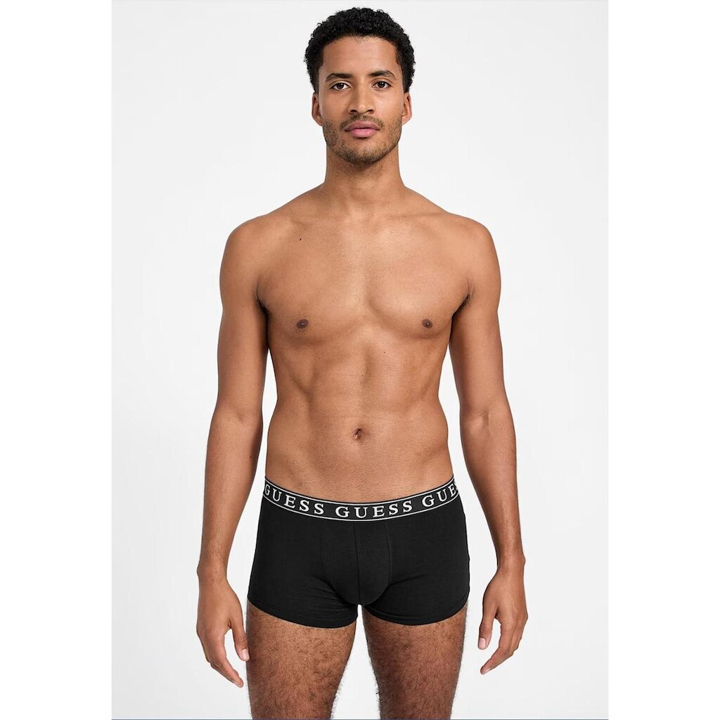Kit Cueca Guess Boxer Logo Preto e Cinza Kit Cueca Boxer Cotton Preto e Cinza