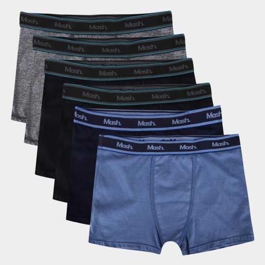 Kit Cueca Infantil Boxer Mash 6 Peças - Preto+Azul Menor preço em Kit Cueca Infantil Boxer Mash 6 Peças - Preto+Azul