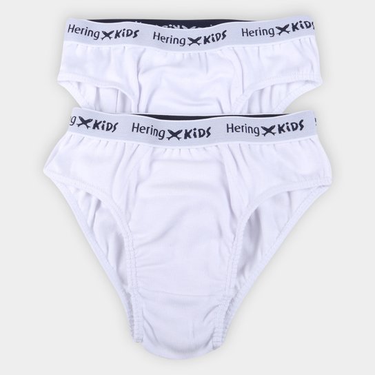 Kit Cueca Infantil Hering Slip Básica C/ 2 Peças - Branco Menor preço em Kit Cueca Infantil Hering Slip Básica C/ 2 Peças - Branco
