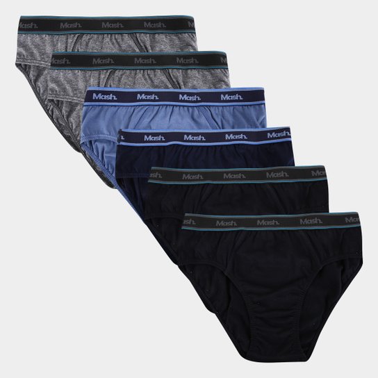 Kit Cueca Infantil Slip Mash 6 Peças - Preto+Azul Menor preço em Kit Cueca Infantil Slip Mash 6 Peças - Preto+Azul