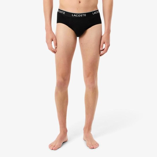 Kit Cueca Lacoste Briefs Lisas de Algodão - 3 Peças