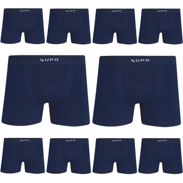 Kit Cueca Lupo Boxer Microfibra Sem Costura 10 Peças - Marinho Menor preço em Kit Cueca Lupo Boxer Microfibra Sem Costura 10 Peças - Marinho