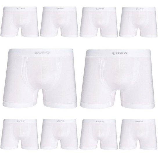 Kit Cueca Lupo Boxer Microfibra Sem Costura 10 Peças - Branco Menor preço em Kit Cueca Lupo Boxer Microfibra Sem Costura 10 Peças - Branco