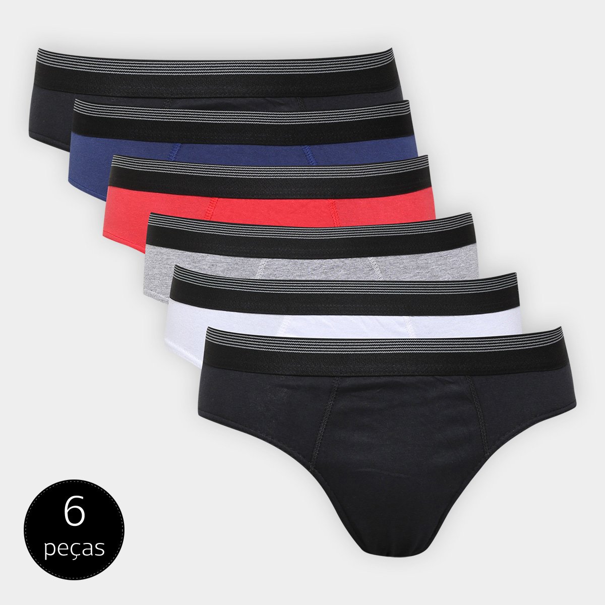 Kit Cueca Slip Detalhe Listras 6 Peças Menor preço em Kit Cueca Slip Detalhe Listras 6 Peças