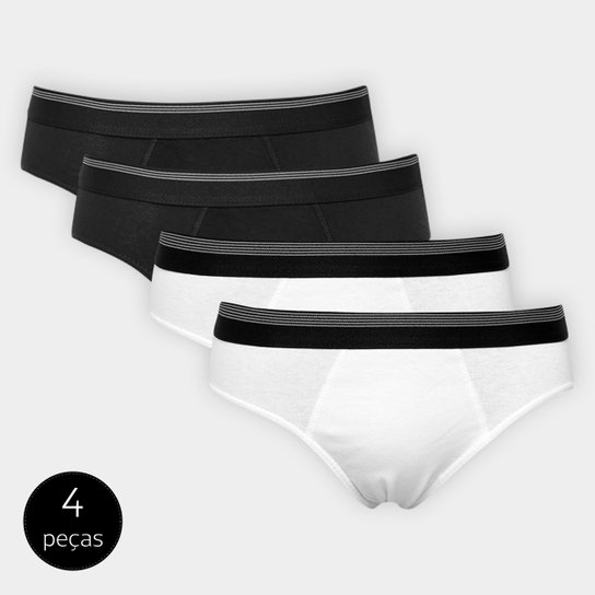 Kit Cueca Slip Elástico Listras 4 Peças - Preto+Branco é ruim? Kit Cueca Slip Elástico Listras 4 Peças - Preto+Branco é boa?