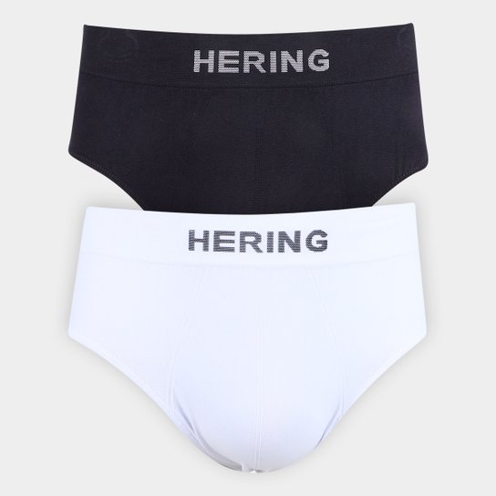 Kit Cueca Slip Hering Básica Masculina 2 Peças - Branco+Preto Menor preço em Kit Cueca Slip Hering Básica Masculina 2 Peças - Branco+Preto