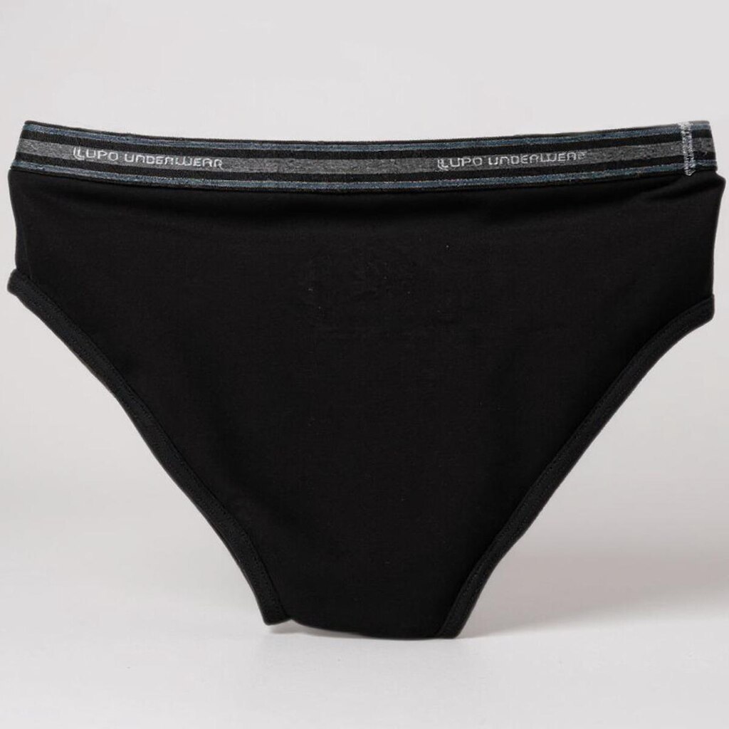 Kit Cueca Slip Lupo Com Elastano 3 Peças - Preto e Cinza - GG