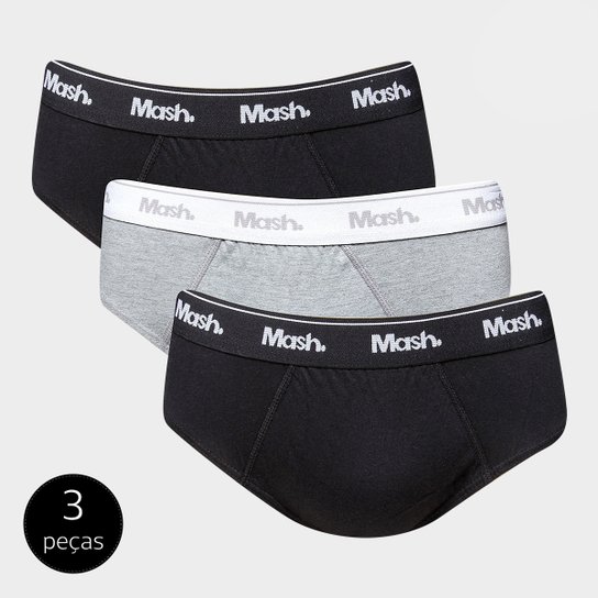 Kit Cueca Slip Mash 03 Peças - Preto+Cinza é ruim? Kit Cueca Slip Mash 03 Peças - Preto+Cinza é boa?