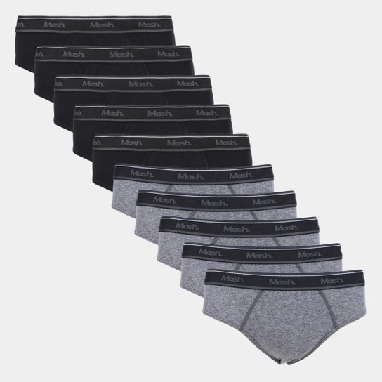 Kit Cueca Slip Mash Cotton Elástico 10 Peças - Preto+Cinza é ruim? Kit Cueca Slip Mash Cotton Elástico 10 Peças - Preto+Cinza é boa?