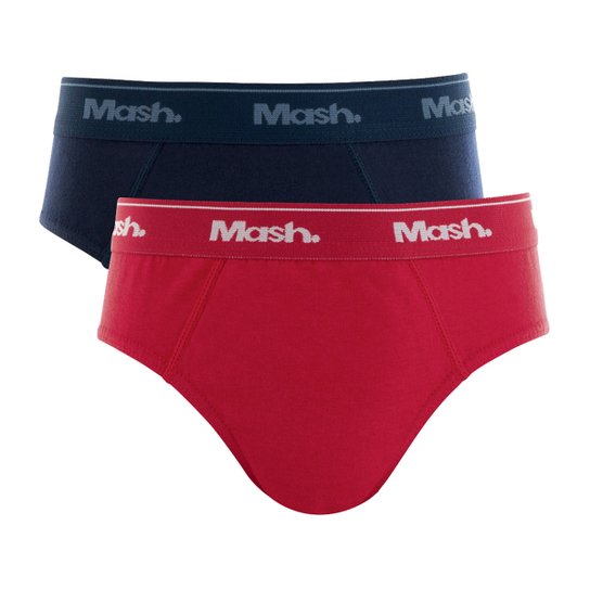 Kit Cueca Slip Mash Infantil 2 Peças - Azul+Vermelho Menor preço em Kit Cueca Slip Mash Infantil 2 Peças - Azul+Vermelho