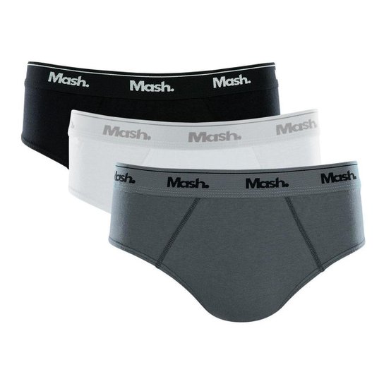 Kit Cueca Slip Mash Ref. 010.04 3 Peças - Cinza Menor preço em Kit Cueca Slip Mash Ref. 010.04 3 Peças - Cinza