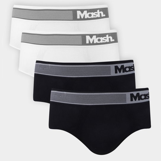 Menor preço em Kit Cueca Slip Mash Sem Costura Masculina 4 Peças - Branco
