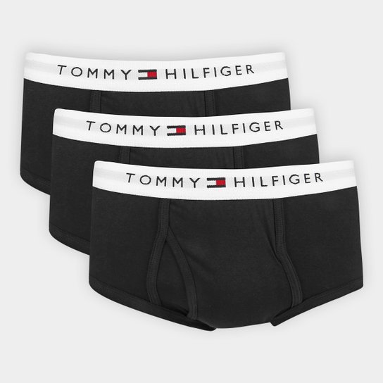 Kit Cueca Slip Tommy Hilfilger Algodão Elástico 3 Peças - Preto Menor preço em Kit Cueca Slip Tommy Hilfilger Algodão Elástico 3 Peças - Preto