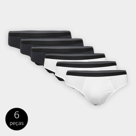 Kit Cueca Slip UNW Detalhe Listras 6 Peças - Branco+Preto é ruim? Kit Cueca Slip UNW Detalhe Listras 6 Peças - Branco+Preto é boa?