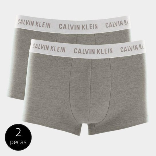 Kit Cueca Sunga Calvin Klein Low Rise Trunk Cotton 2 Peças - Cinza Menor preço em Kit Cueca Sunga Calvin Klein Low Rise Trunk Cotton 2 Peças - Cinza