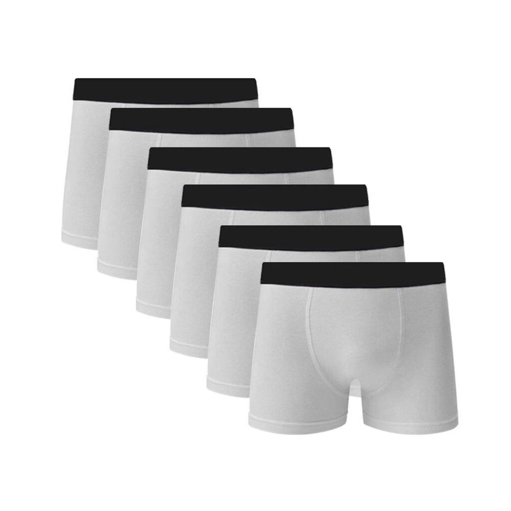 Kit Cuecas Boxer Branca Algodão Com Poliester C5 6 Unidades