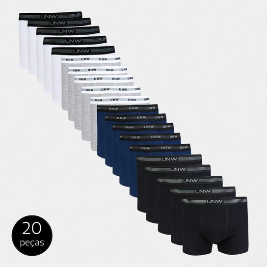 Kit Cuecas Boxer Elástico 20 Peças - Branco+Vermelho Menor preço em Kit Cuecas Boxer Elástico 20 Peças - Branco+Vermelho
