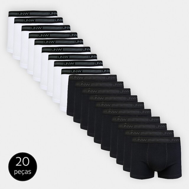 Kit Cuecas Boxer Elástico 20 Peças - Preto+Branco é boa?
