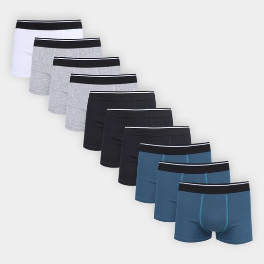 Kit Cuecas Boxer La Maths Com 10 Peças - Marinho+Cinza Menor preço em Kit Cuecas Boxer La Maths Com 10 Peças - Marinho+Cinza