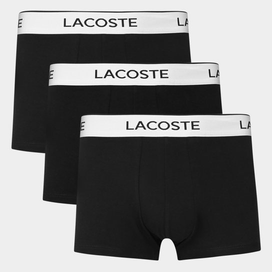 Kit Cuecas Boxer Lacoste Court 3 Peças - Preto Menor preço em Kit Cuecas Boxer Lacoste Court 3 Peças - Preto
