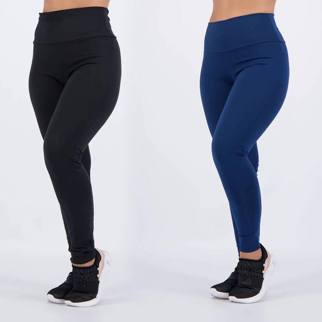 Kit de 2 Calças Legging Costa Rica Feminina Preta e Marinho