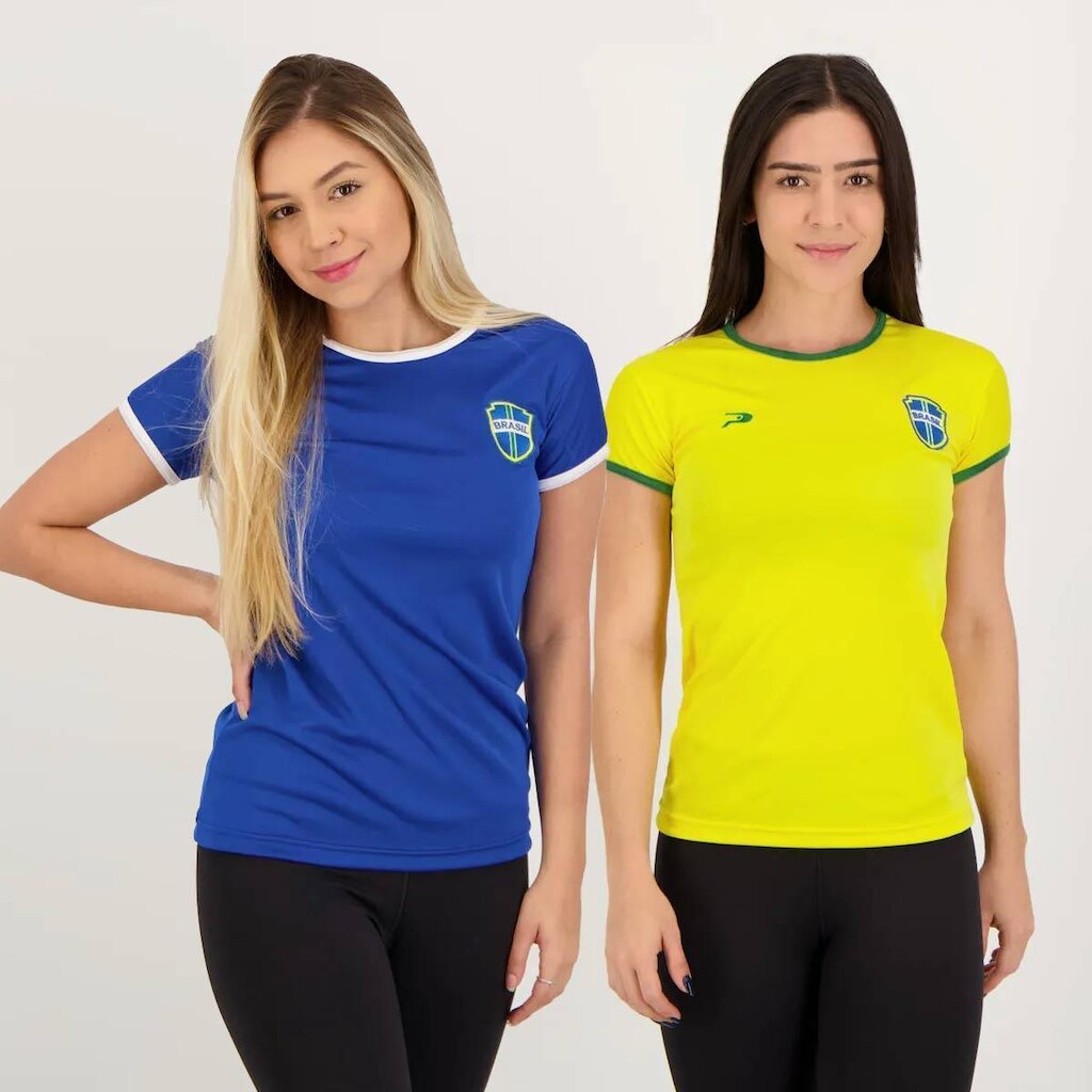 Kit de 2 Camisas Placar Brasil Azul  + Feminina