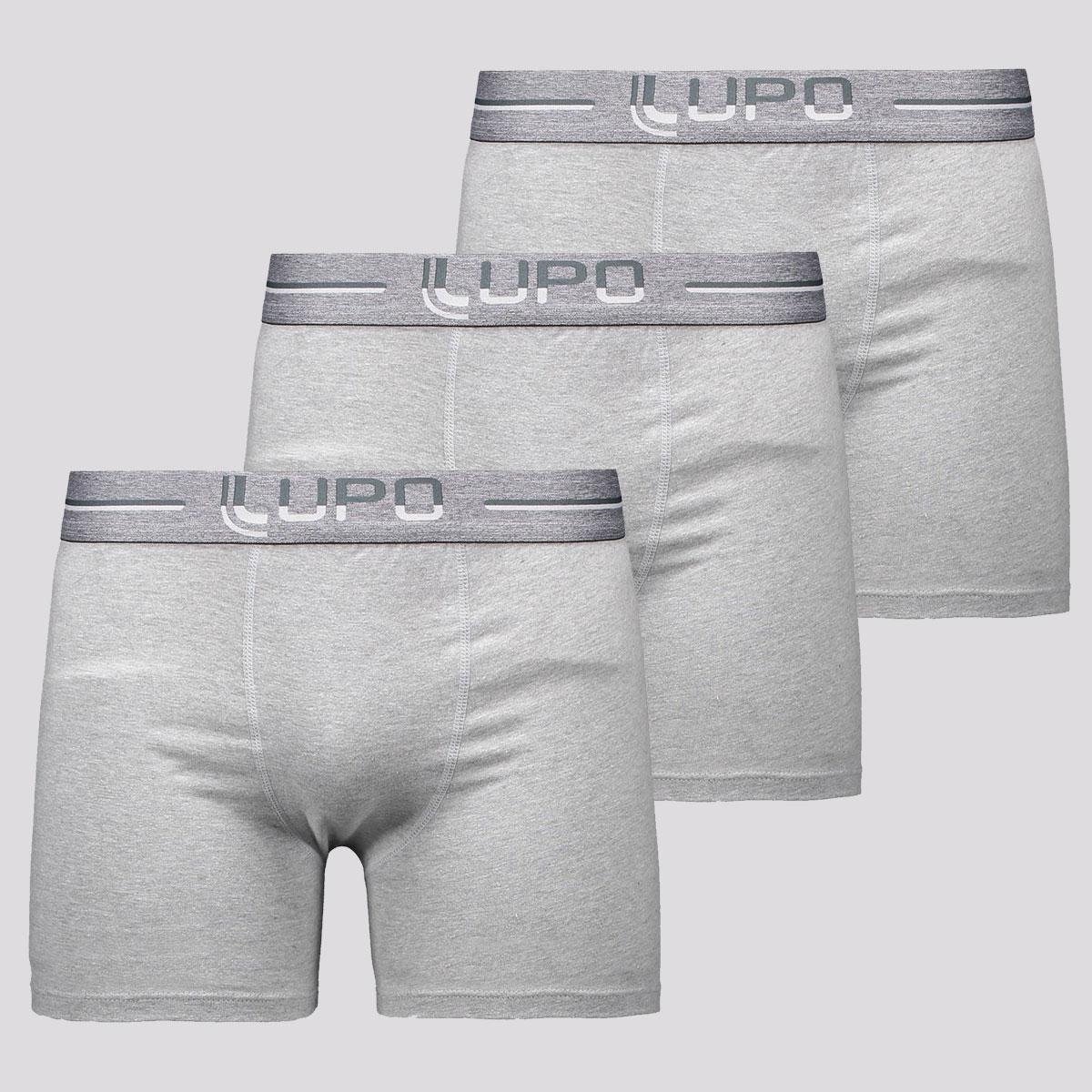 Kit de 3 Cuecas Boxer Lupo Anatomic Shape Cinza Mescla Menor preço em Kit de 3 Cuecas Boxer Lupo Anatomic Shape Cinza Mescla