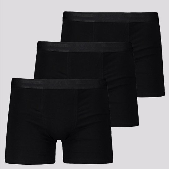 Kit de 3 Cuecas Boxer Lupo Elastic Soft Preta - Preto Menor preço em Kit de 3 Cuecas Boxer Lupo Elastic Soft Preta - Preto