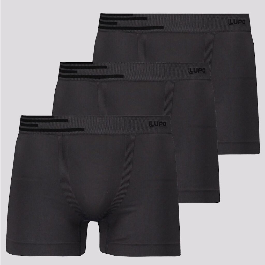 Kit de 3 Cuecas Boxer Lupo Fiber Cinza