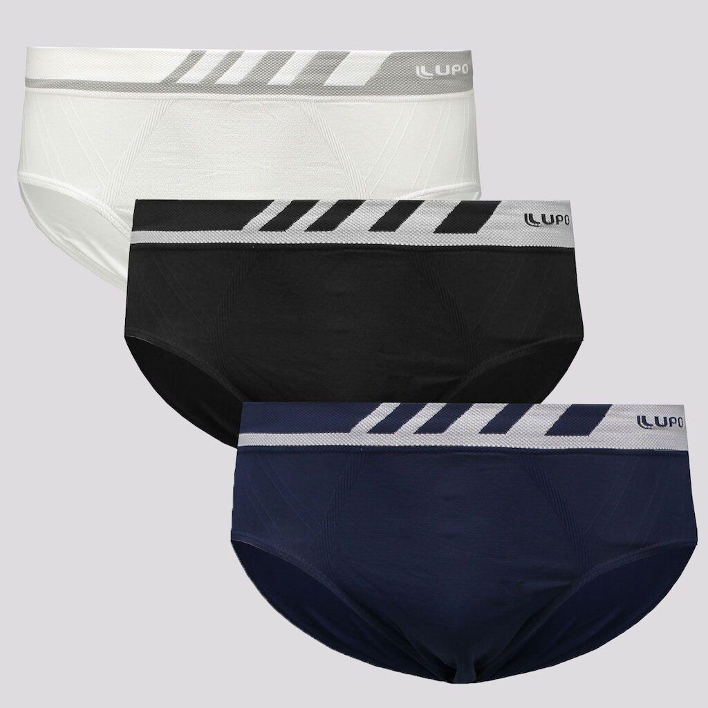 Kit de 3 Cuecas Slip Lupo Microfibra Sem Costura Masculina