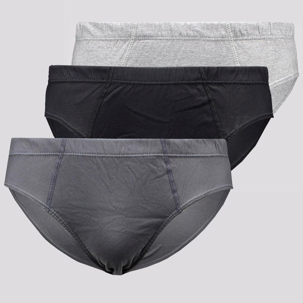 Kit de 3 Cuecas Slip Selene Comfort Preta Cinza e Chumbo